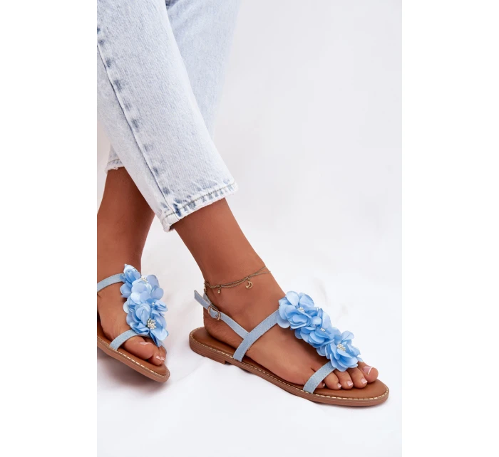 Dámské Sandály Ploché Modré Květiny model 21961065 - Boto Dámské Sandály Ploché Modré Květiny model 21961065 - Boto