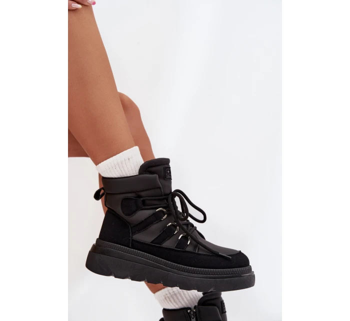 Dámské kotníkové boty Liorae trapery na platformě – černé Dámské kotníkové boty Liorae trapery na platformě – černé