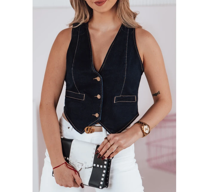 Dámská krátká džínová vesta JEANSPICE tmavě modrá FashionStreet TY4795