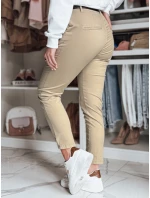 Dámské kalhoty slim fit s páskem LINESKA tmavě béžová FashionStreet UY2578