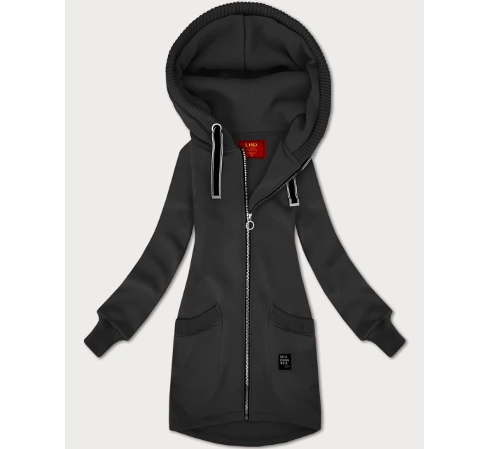 Dámská mikina v grafitové barvě se svetrovými vsadkami LHD (AMG-172A)