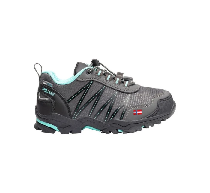 Trollkids Kids Trolltunga Hiker Low anthracite/mint nepromokavé turistické boty pro chlapce/dívky (155-609)