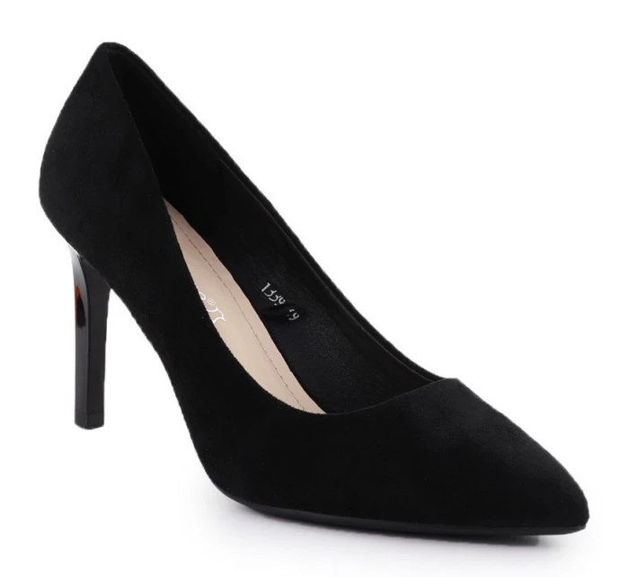 Černé semišové lodičky na jehlovém podpatku Sergio model 22013071 - LEONE