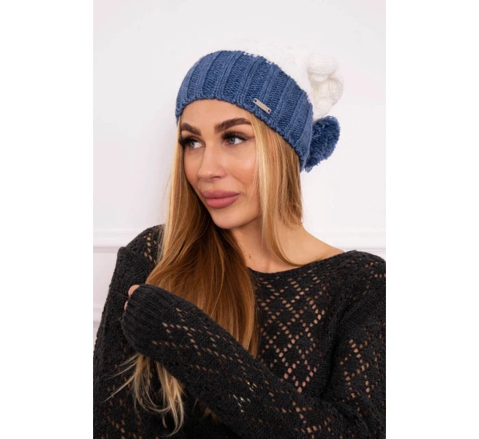 Paris fleecová čepice K212 bílá+džíny Paris fleecová čepice K212 bílá+džíny