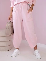 Bavlněná mikina kalhoty set pudrově růžová