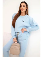 Dámská souprava z viskózy s mikinou a kalhotami modrý