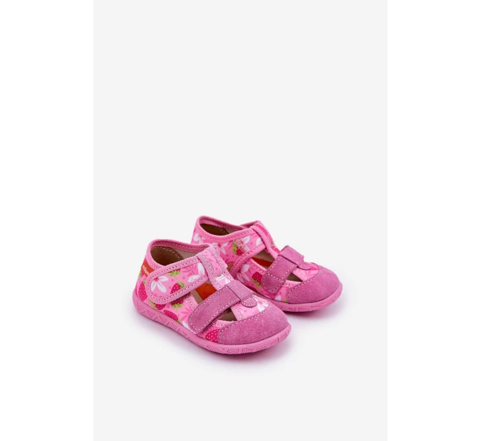 Dětské pantofle na suchý zip s růžové model 21682749 - Milami