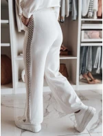 Dámské široké žebrované kalhoty LUXEEN ecru FashionStreet UY2521