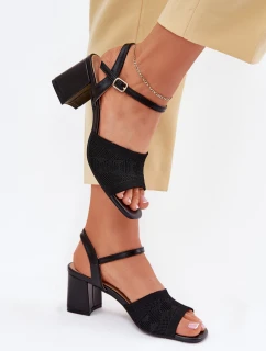 Dámské Sandály Na Podpatku Černé Sarena