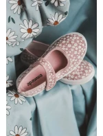 Dětské balerínky na suchý zip v potisku růžové Selah