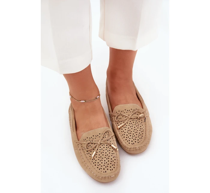 Dámské perforované mokasíny s ozdobou Kaydance – camel Dámské perforované mokasíny s ozdobou Kaydance – camel