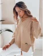 Svetr s výstřihem do V camel Dstreet model 21991005 - FashionStreet