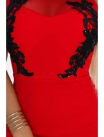 Dlouhé šaty ve tvaru mořské s černou krajkou a síťovinou model 21240157 - kocula