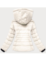 Bílá dámská zimní bunda s kožešinovým stojáčkem (5M769-281)