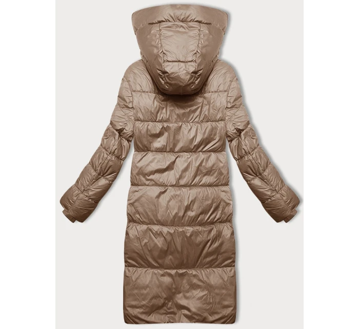 Dámská zimní bunda v kakaové barvě s kapucí Glakate (LU-238001#)