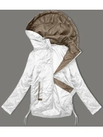 Lekko ocieplana krótka kurtka damska z kapturem Goodlookin biała (B8595-26)
