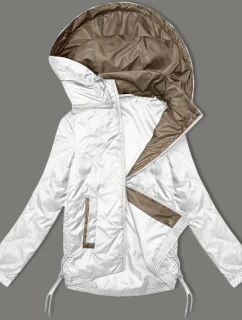 Lekko ocieplana krótka kurtka damska z kapturem Goodlookin biała (B8595-26)