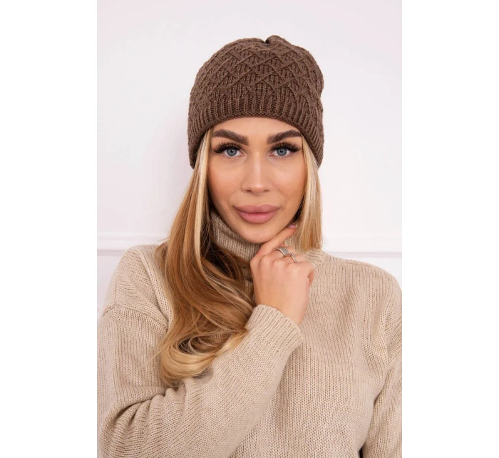 Fleecová čepice model 18750817 hnědá - K-Fashion Fleecová čepice model 18750817 hnědá - K-Fashion