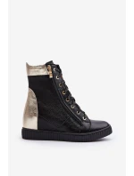 Zazoo 3081 Kožené Dámské Tenisky Na Kotníku Černé