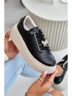 Kožené Dámské Sneakersy Na Platformě S  Černé model 21675586 - VINCEZA