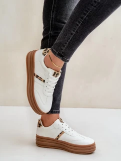 Dámské tenisky na platformě s leopardím vzorem bílé Dravinnia