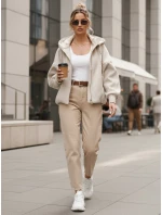 Kurtka damska przejściowa z odpinanym kapturem beżowa FashionStreet TY5639