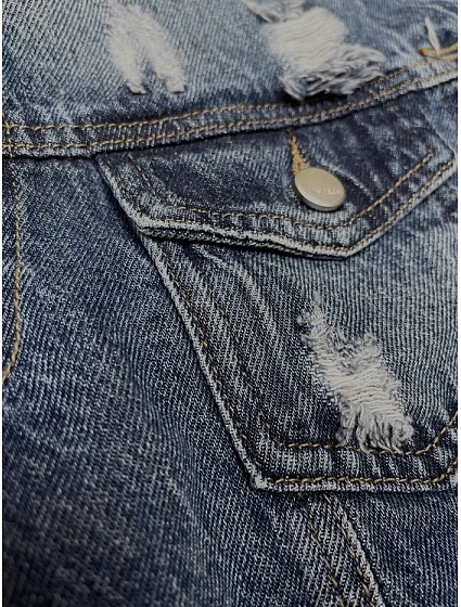 Světle modrá dlouhá džínová bunda s model 19902289 - P.O.P. SEVEN