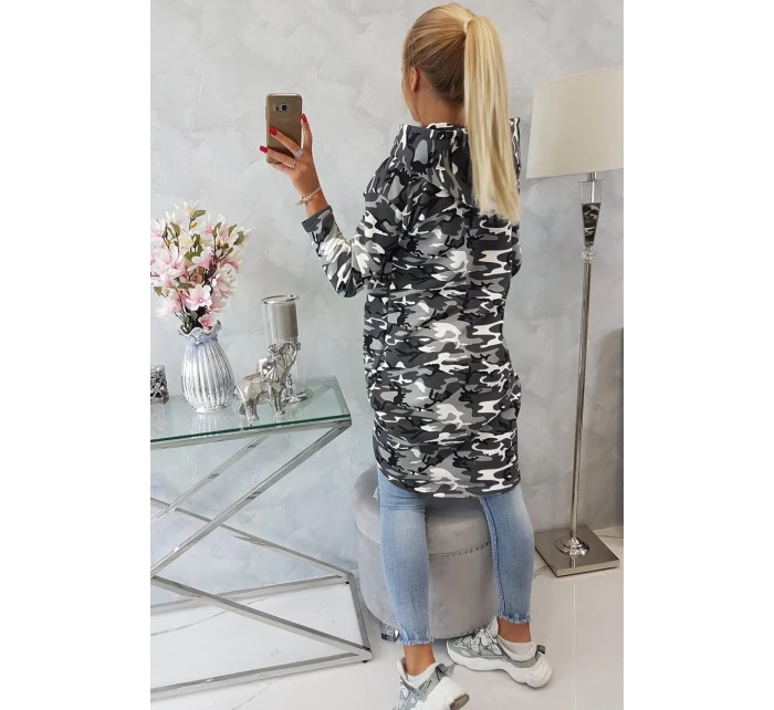 Mikina s dlouhými zády moro grey+black