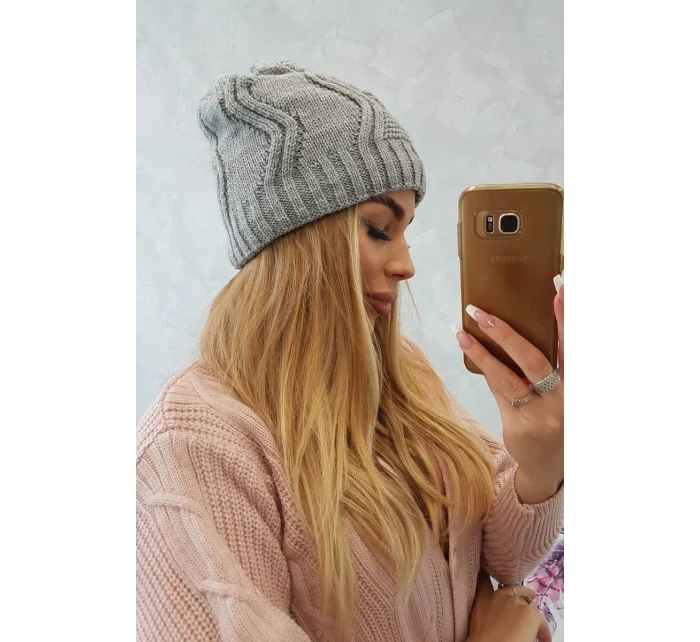 Fleecová čepice Sylwia K244 světle šedá