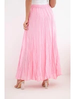 Dámská maxi bavlněná sukně s gumou v pase bonbónově růžová