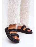 Dámské lehké pěnové pantofle na platformě S.Barski – černé