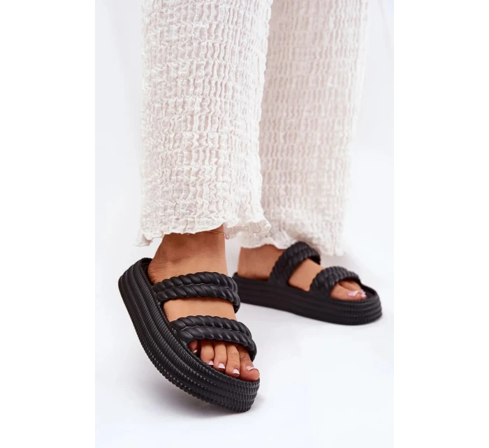 Dámské lehké pěnové pantofle na platformě S.Barski – černé