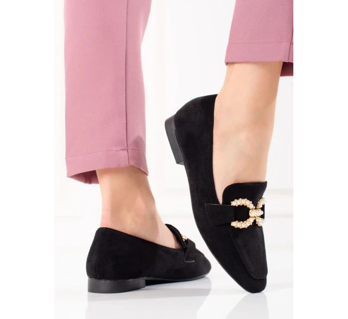 Pěkné dámské černé  mokasíny bez podpatku