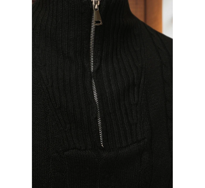 Pánský svetr s límečkem černý Dstreet model 21994047 - FashionStreet