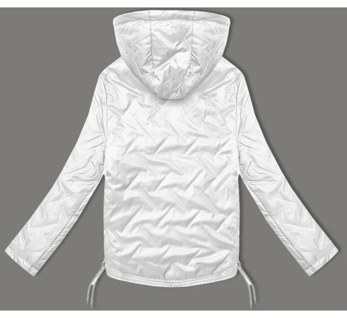 Lekko ocieplana krótka kurtka damska z kapturem Goodlookin biała (B8595-26)