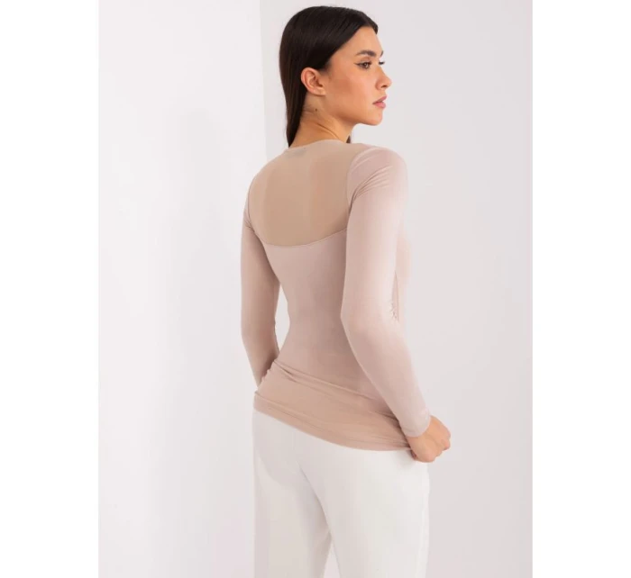 Béžová základní halenka se síťovinou model 21462282 - BASIC FEEL GOOD
