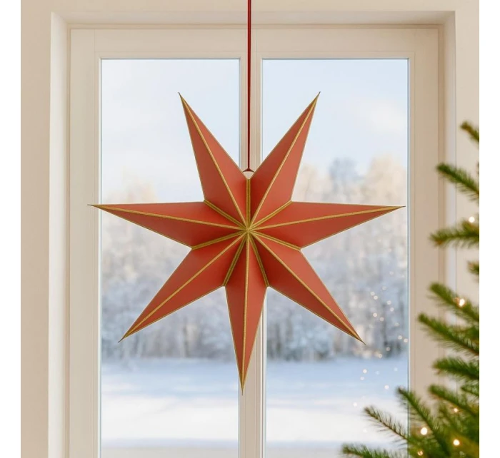 FSC závěsný papír DECORATIVE STAR 18x60CM RED 7 odstínů MICA