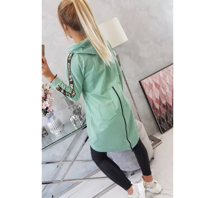 Mikina se zipem na zádech tmavě mátová