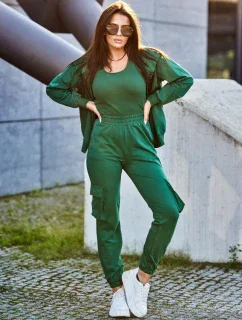 Set 3 v 1 mikina + top + kalhoty zelený