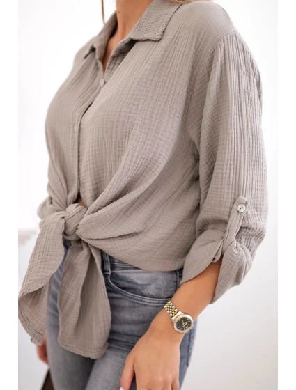 Bavlněná mušelínová košile Plus Size fango