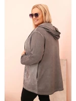 Dámská mikina Plus Size s kapucí a potiskem model 21273644 grafitová - K-Fashion