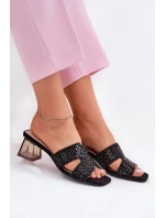 Dámské sandály na podpatku model 21695450 černé - VINCEZA