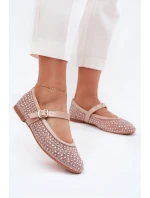 Zdobené Dámské Baletky S Páskem A Přezkou Béžové model 21702798 - Boto