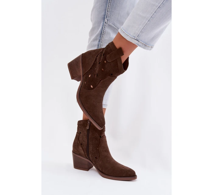 Dámské boty Kovbojky s vzorem čokoládové model 21935147 - Boto