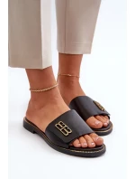 Zazoo Elegantní dámské kožené pantofle , černé Zazoo Elegantní dámské kožené pantofle , černé