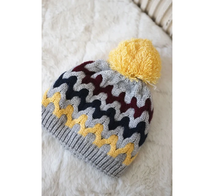 Dámská čepice Laila K283 tmavě šedá+žlutá Dámská čepice Laila K283 tmavě šedá+žlutá