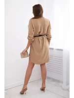 Šaty s delšími zády a pásem béžová Šaty s delšími zády a pásem béžová