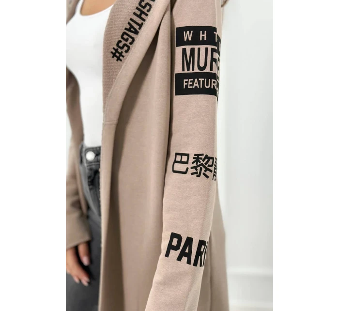 Rukávník s nápisem tmavě béžová Rukávník s nápisem tmavě béžová