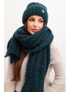 Dámská souprava čepice a šály s proužky s ozdobou mořská