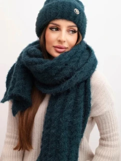 Dámská souprava čepice a šály s proužky s ozdobou mořská